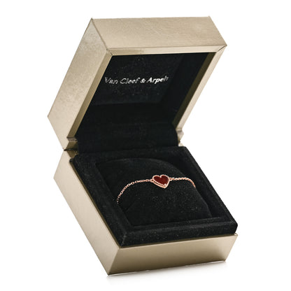 Van Cleef & Arpels 18K Rose Gold Carnelian Sweet Alhambra Heart Bracelet 5 of 5