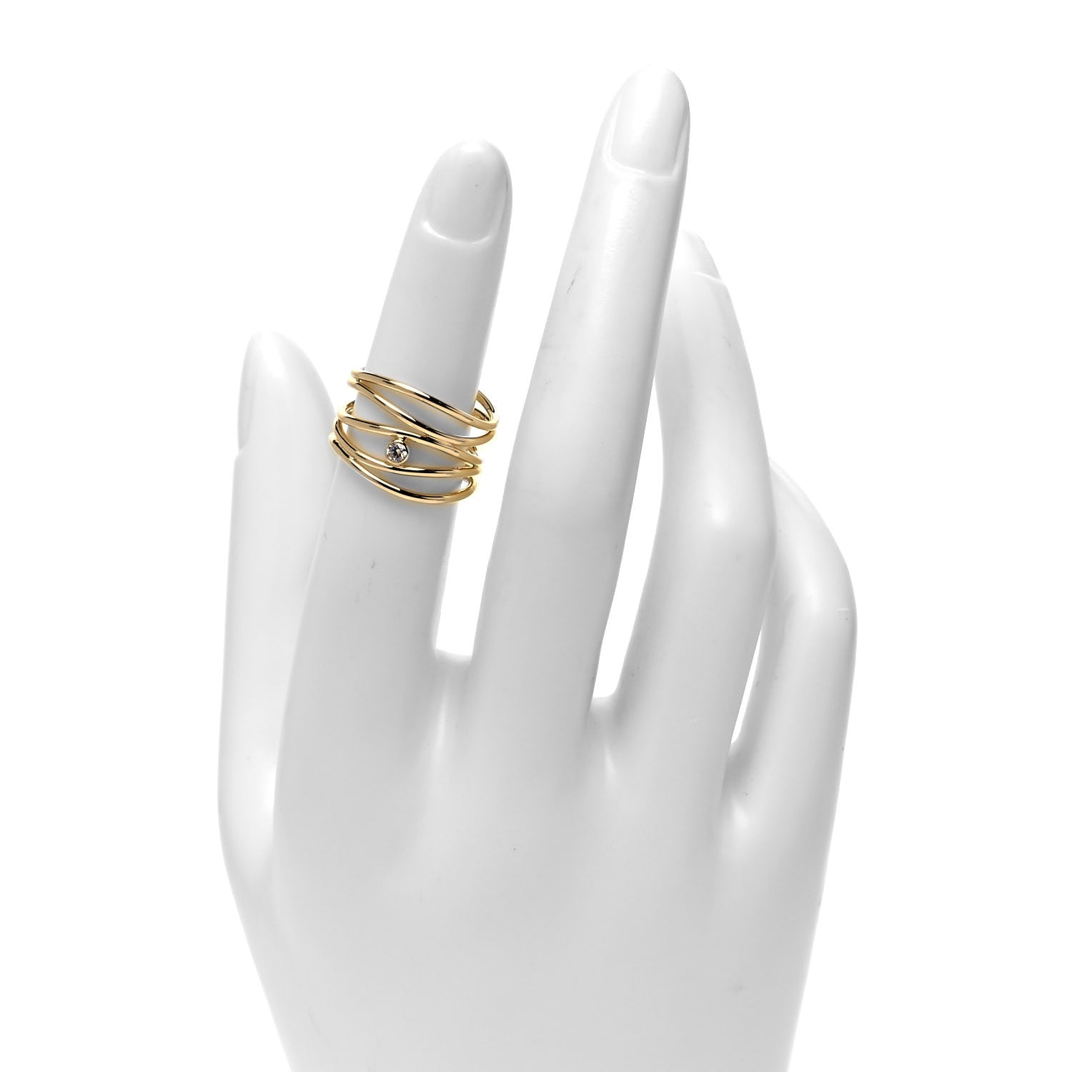 Tiffany 18K Yellow Gold Diamond Elsa Peretti 5 Row Wave Ring 50 5.5 2 of 4