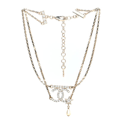 Chanel Pearl Crystal CC Star Choker Necklace Gold 3 of 5