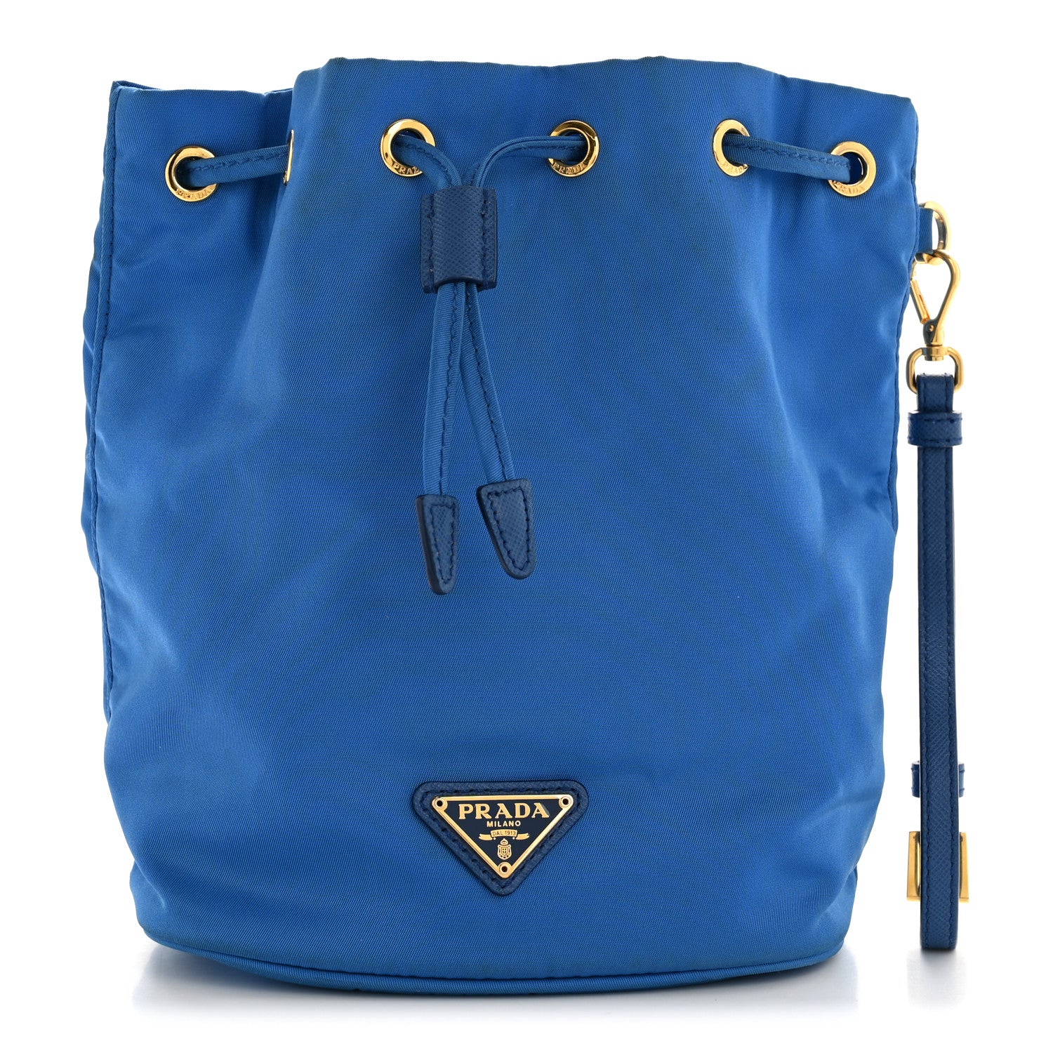 Prada Saffiano Tessuto Nylon Bucket Wristlet Bluette 1 of 9