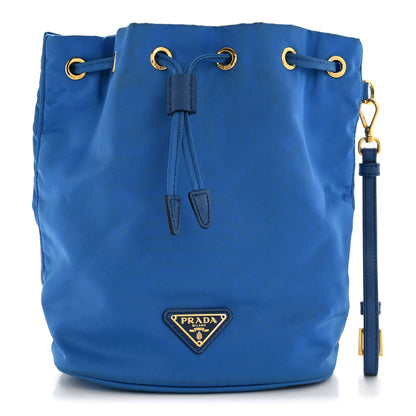 Prada Saffiano Tessuto Nylon Bucket Wristlet Bluette 1 of 9