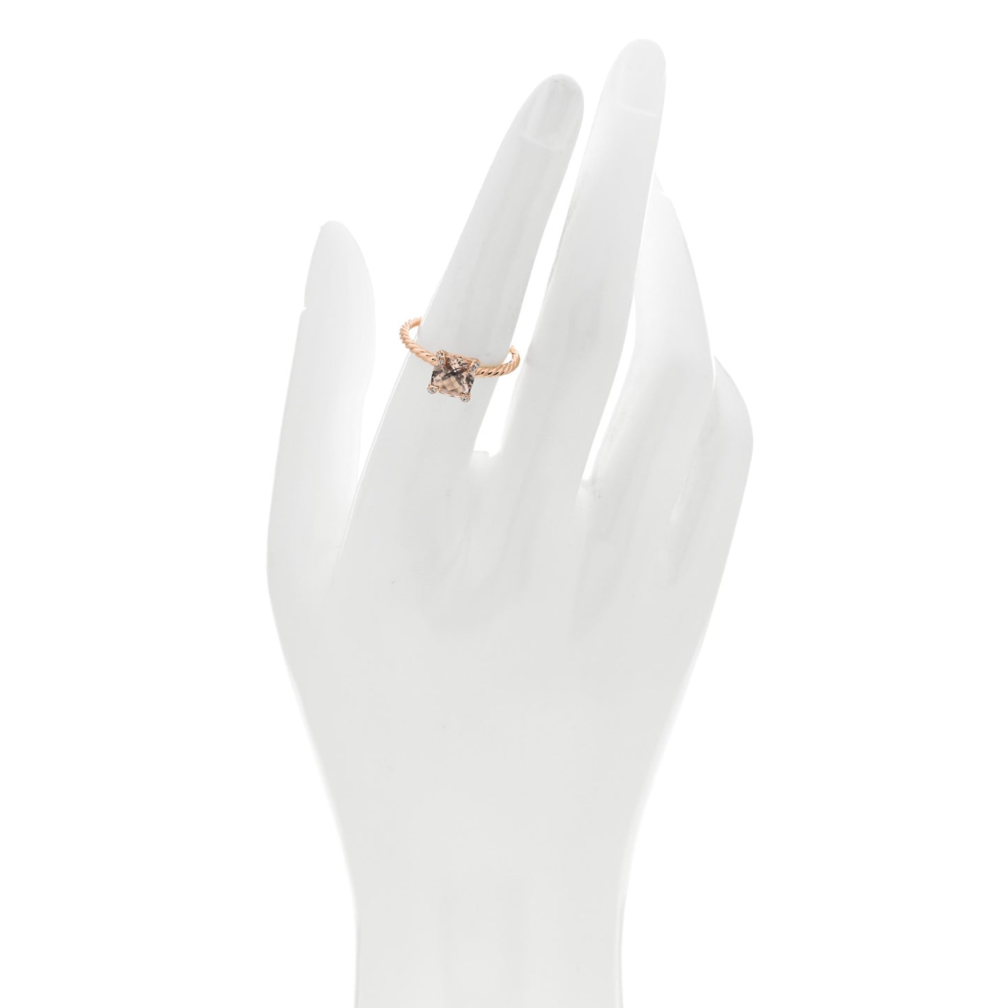 18K Rose Gold Diamond Morganite 7mm Chatelaine Ring 54 6.75