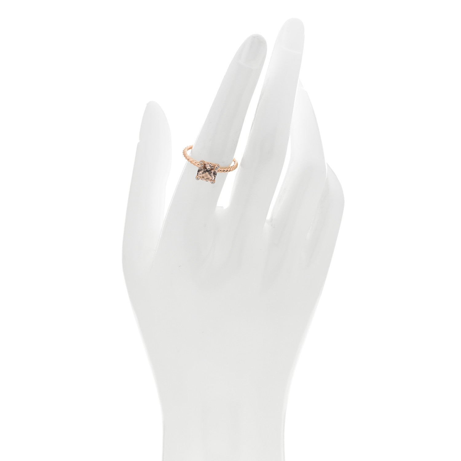 David Yurman 18K Rose Gold Diamond Morganite 7mm Chatelaine Ring 54 6.75 2 of 4