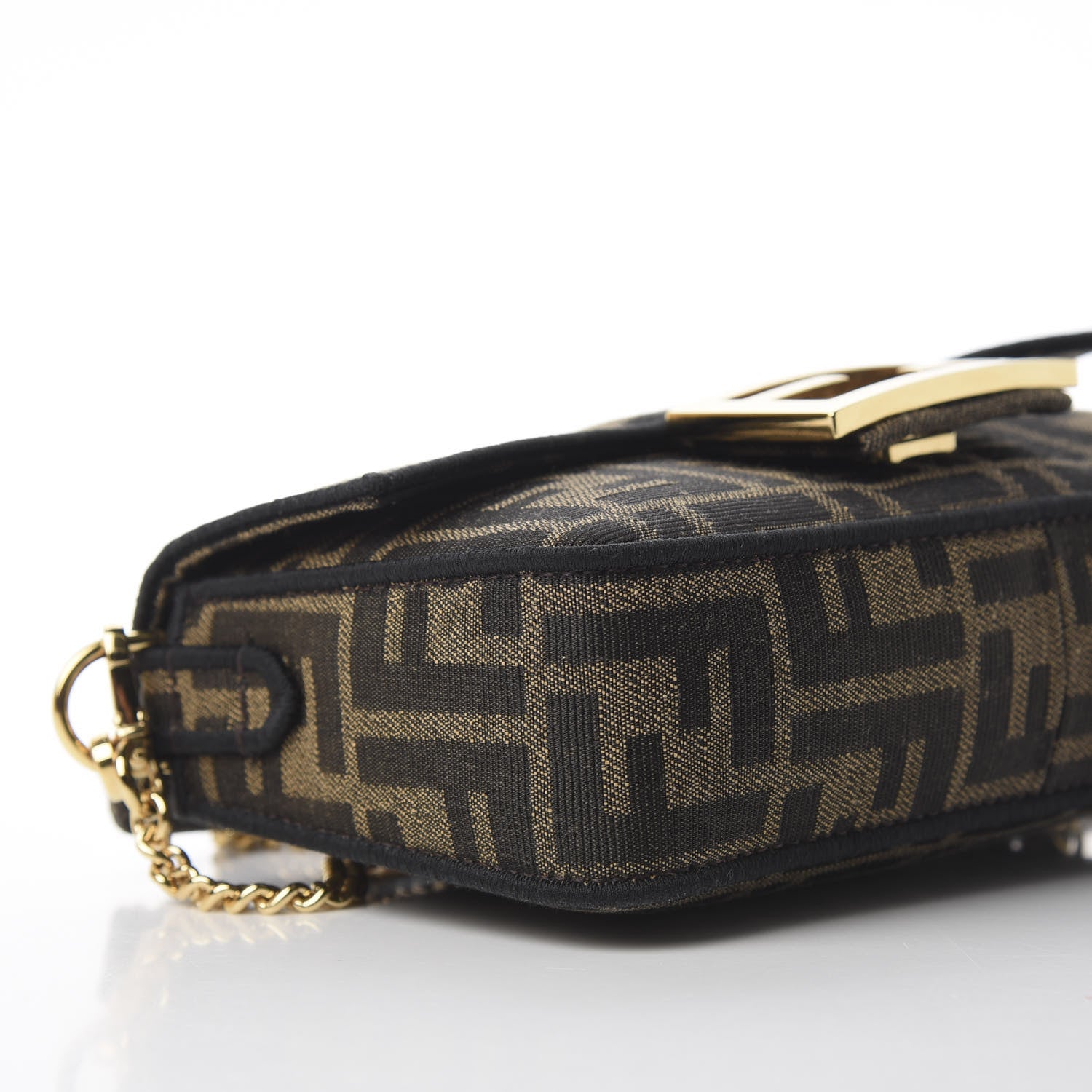 Fendi Fabric Jacquard FF 1974 Mini Baguette Tobacco Moro Black 9 of 12
