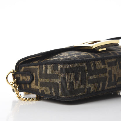 Fendi Fabric Jacquard FF 1974 Mini Baguette Tobacco Moro Black 9 of 12