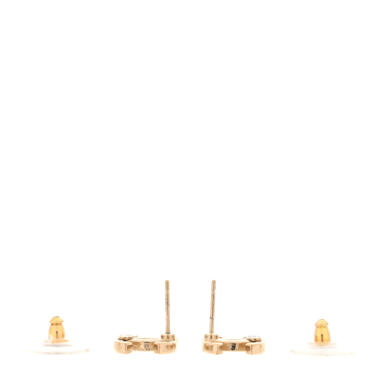 Chanel Crystal CC Earrings Light Gold 3 of 4