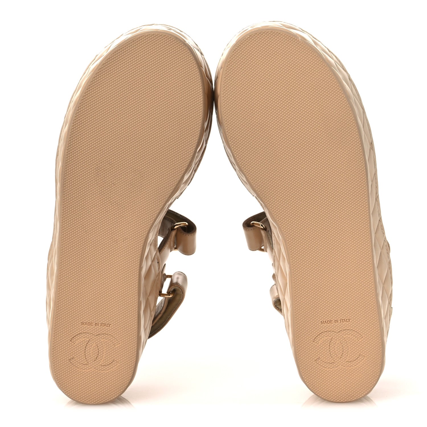 Chanel Shiny Calfskin Logo Platform Sandals 40 Beige 7 of 14