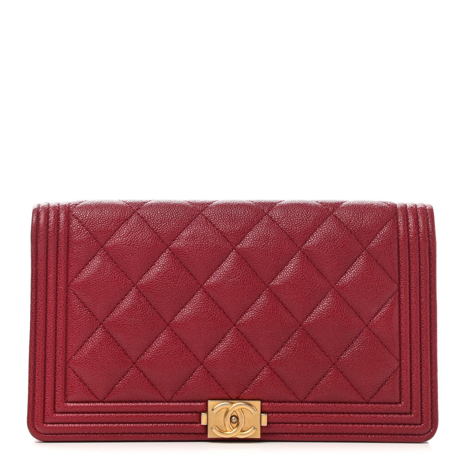 Chanel Caviar Quilted Boy Yen Wallet Burgundy 1 of 10