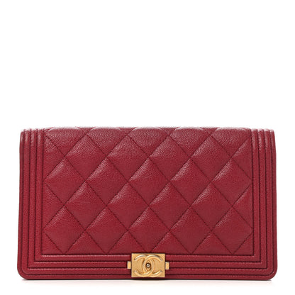 Chanel Caviar Quilted Boy Yen Wallet Burgundy 1 of 10