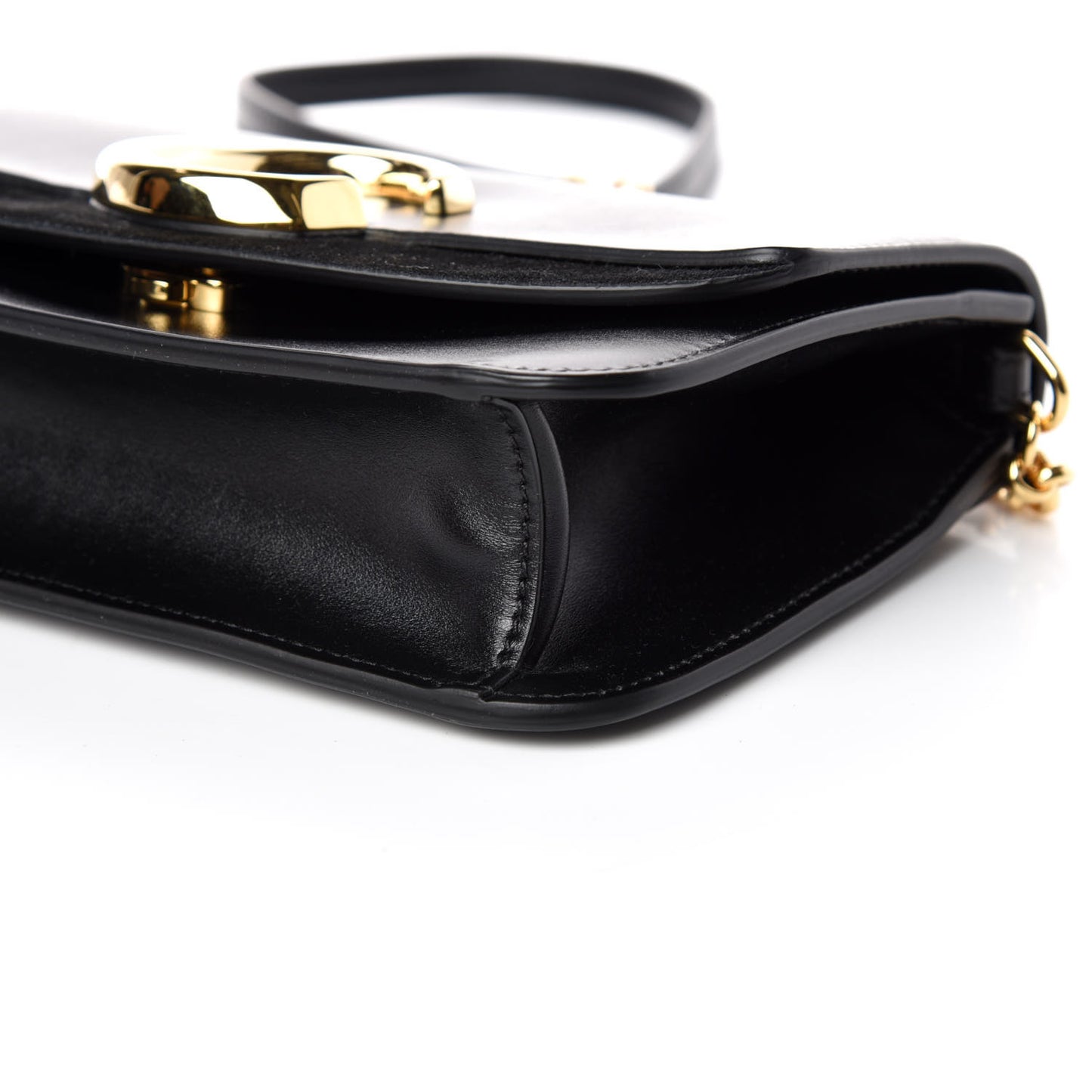 Calfskin Suede C Clutch With Chain Black