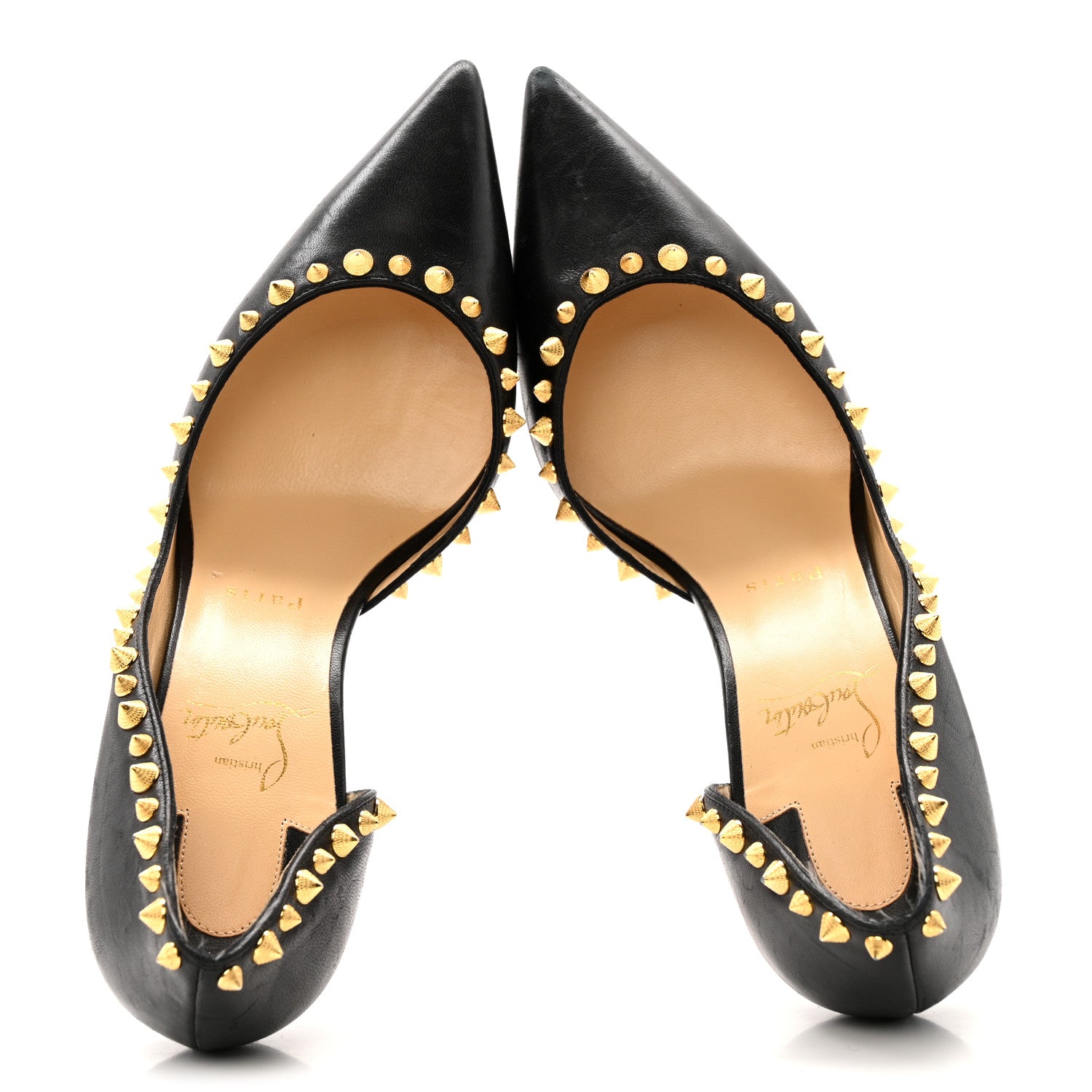 Christian Louboutin Shiny Nappa Irishell 100 Pumps 40 Black Gold