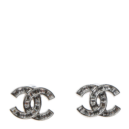 Chanel Baguette Crystal CC Earrings Silver 1 of 4
