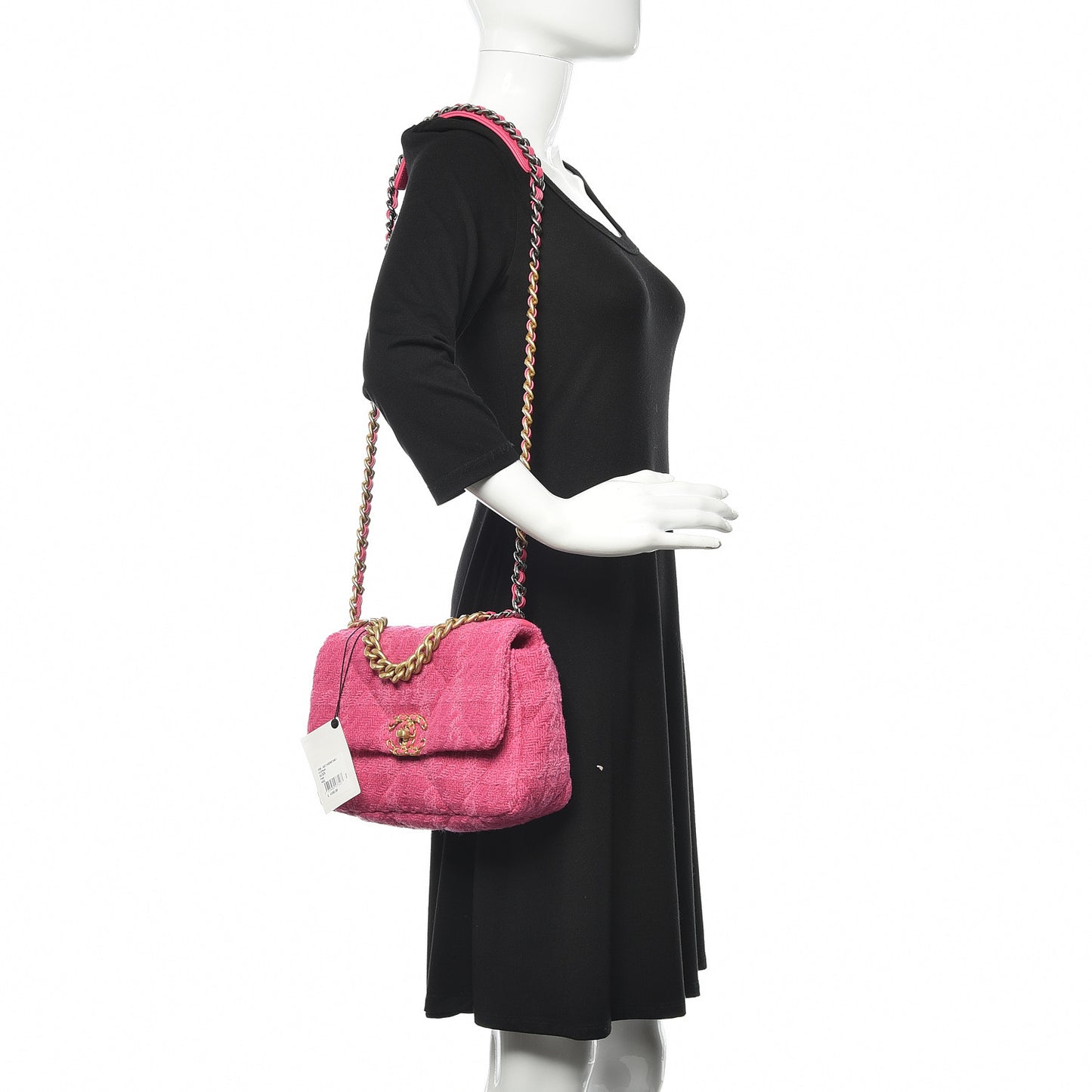 Tweed Quilted Medium 19 Flap Pink
