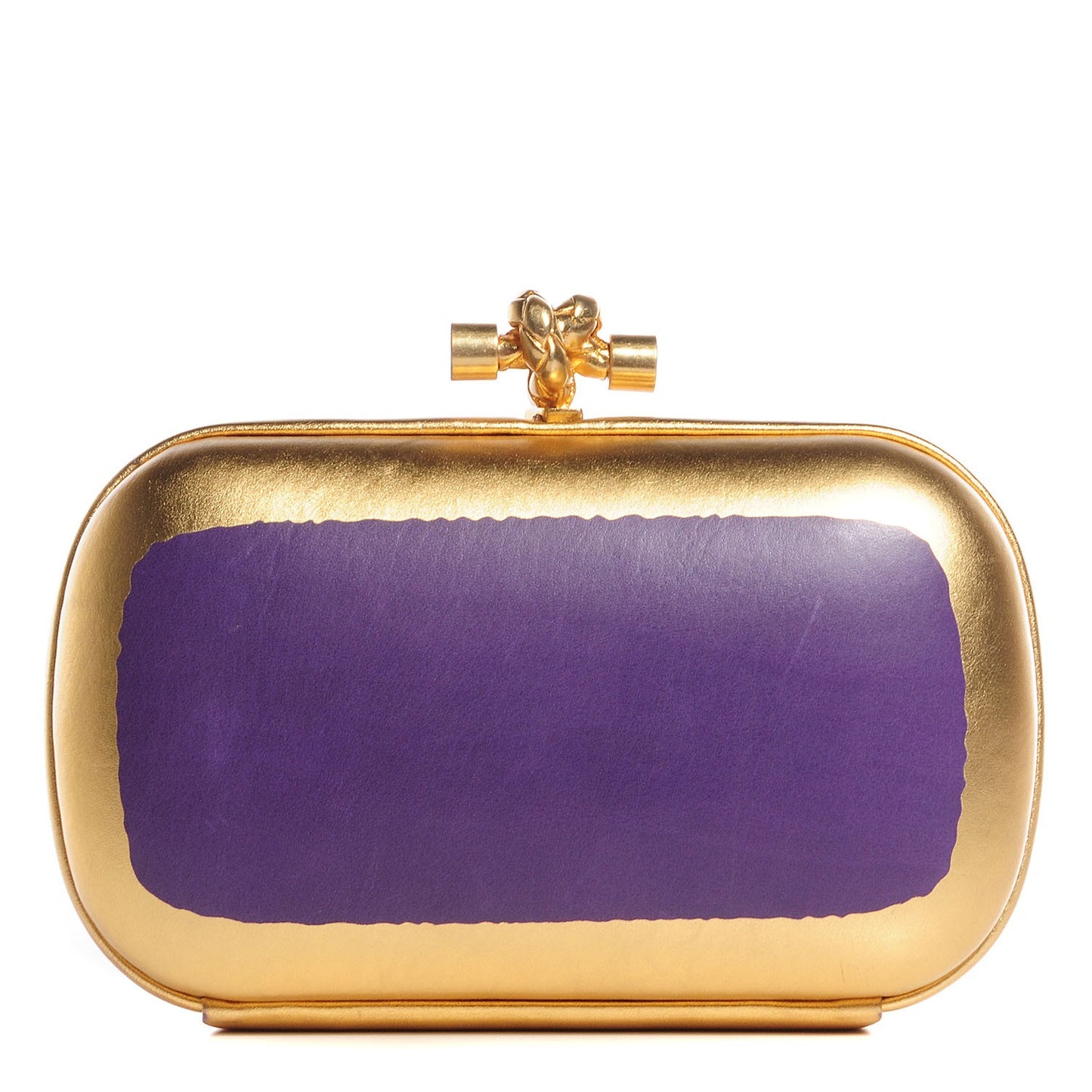 Gilded Waxed Leather Knot Clutch Purple