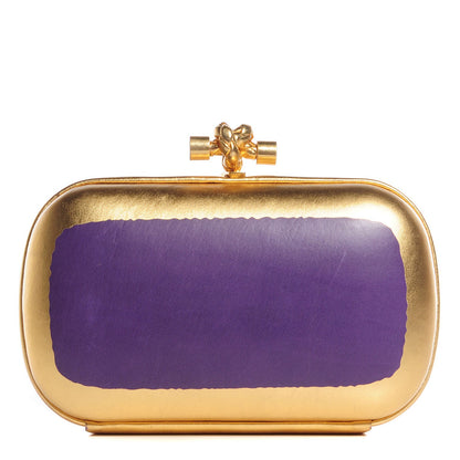 Bottega Veneta Gilded Waxed Leather Knot Clutch Purple 1 of 7
