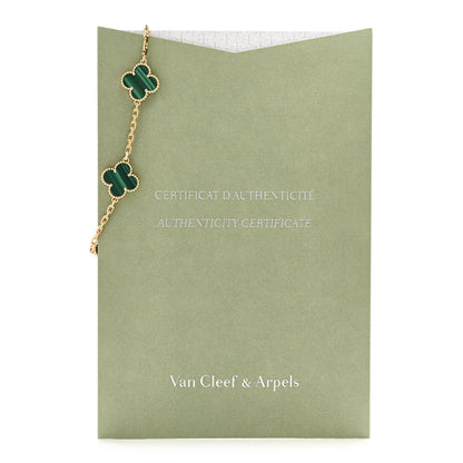 Van Cleef & Arpels 18K Yellow Gold Malachite 5 Motifs Vintage Alhambra Bracelet 5 of 5