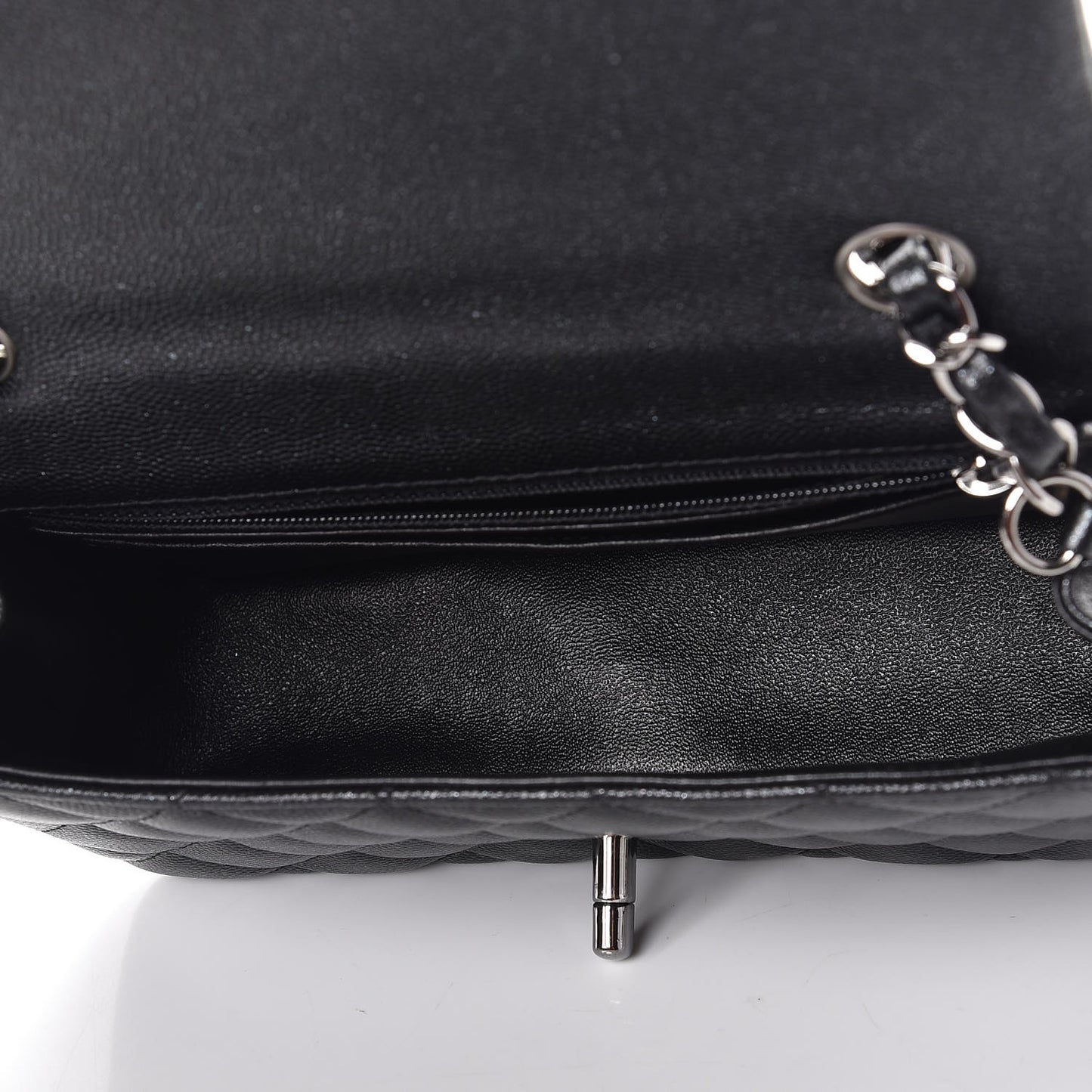 Iridescent Caviar Quilted Mini Rectangular Flap Black