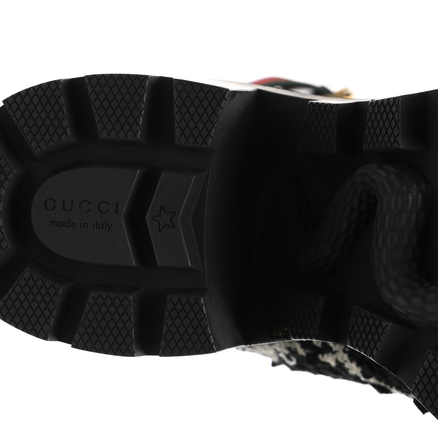 Gucci Tweed GG Monogram Lace Up Combat Ankle Boots 38.5 Black 6 of 9