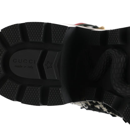 Gucci Tweed GG Monogram Lace Up Combat Ankle Boots 38.5 Black 6 of 9