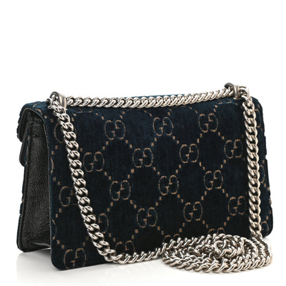 Gucci Velvet Skipper Crystal GG Monogram Small Dionysus Shoulder Bag Blue Beige Black 3 of 9
