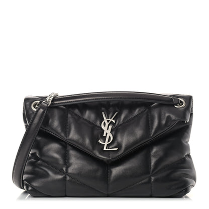 Saint Laurent Lambskin Quilted Small Loulou Puffer Monogram Chain Satchel Black 1 of 10