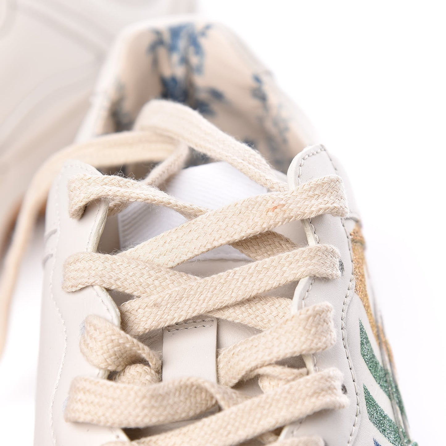 Calfskin Glitter Game Logo Womens Rhyton Sneakers 35 Mystic White