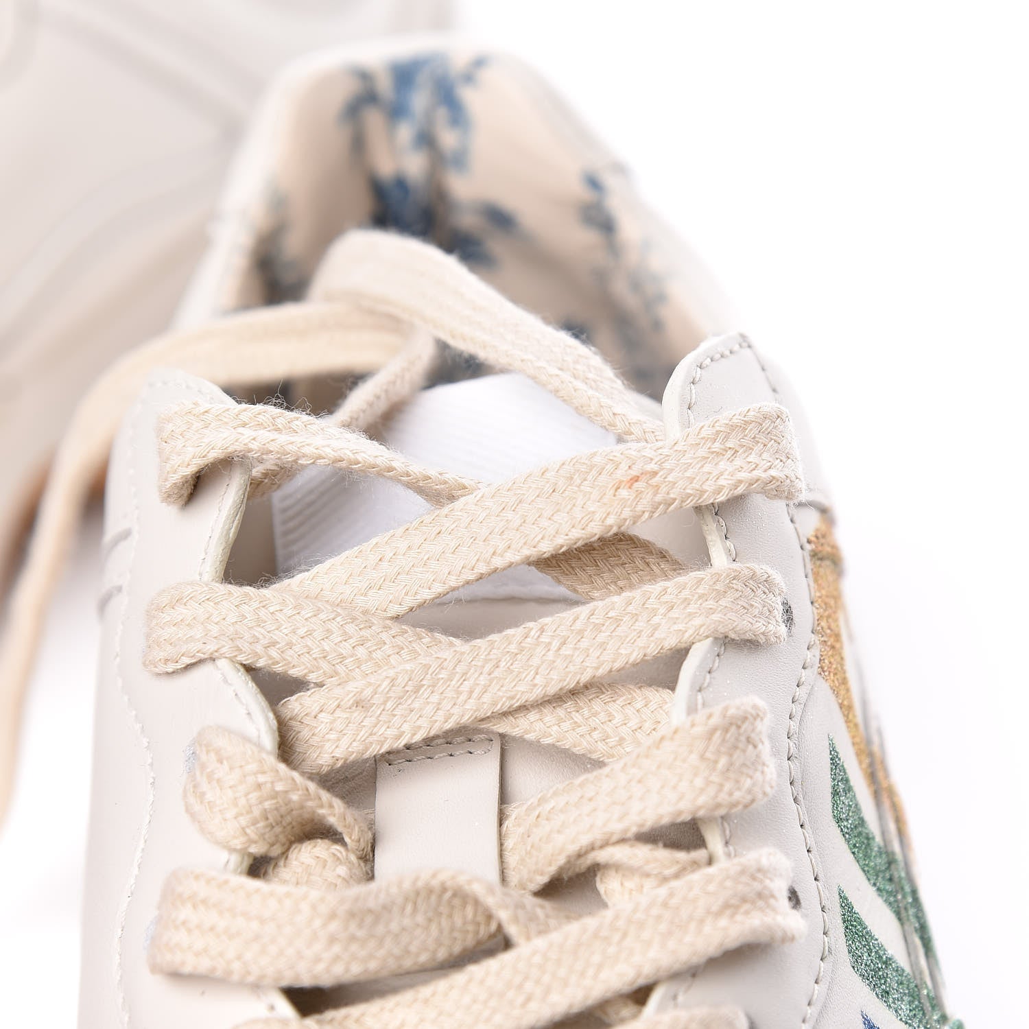 Gucci Calfskin Glitter Game Logo Womens Rhyton Sneakers 35 Mystic White 10 of 11