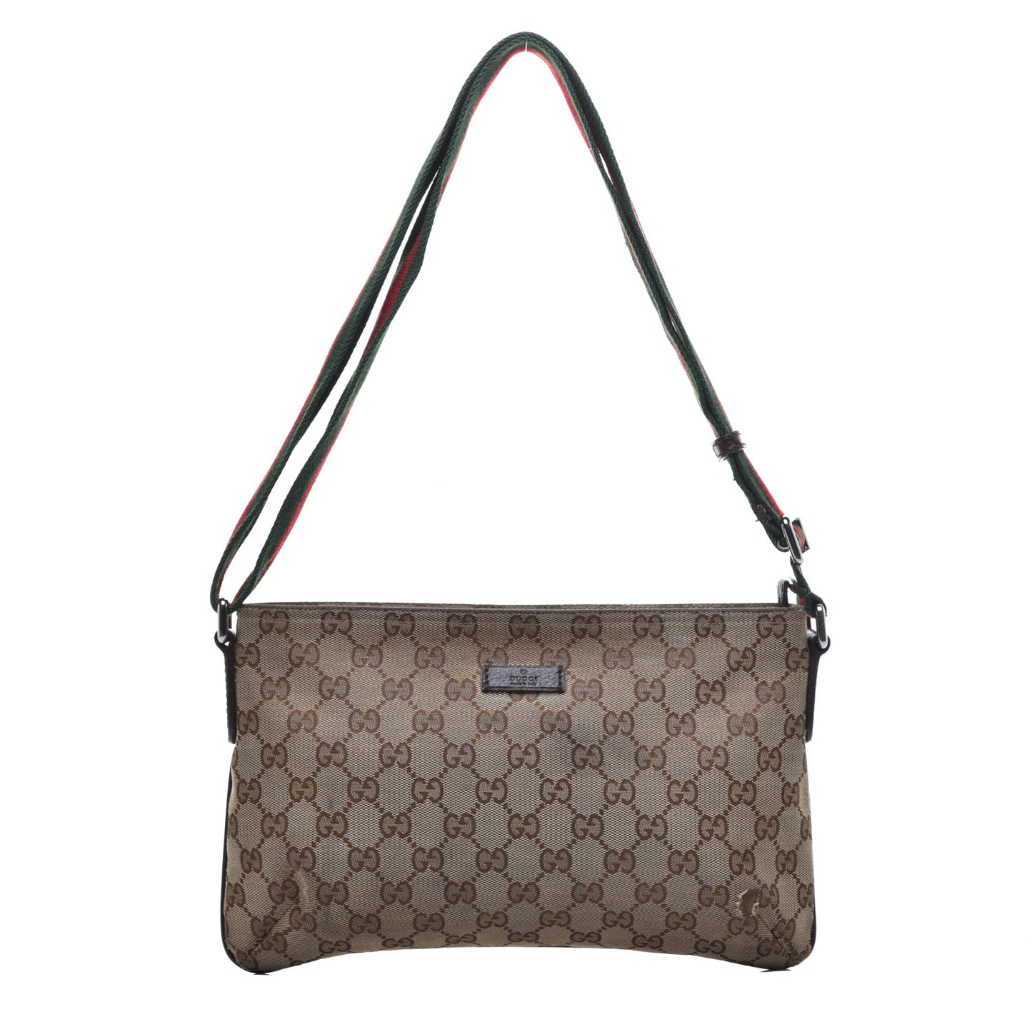 Monogram Web Small Flat Messenger Crossbody Dark Brown