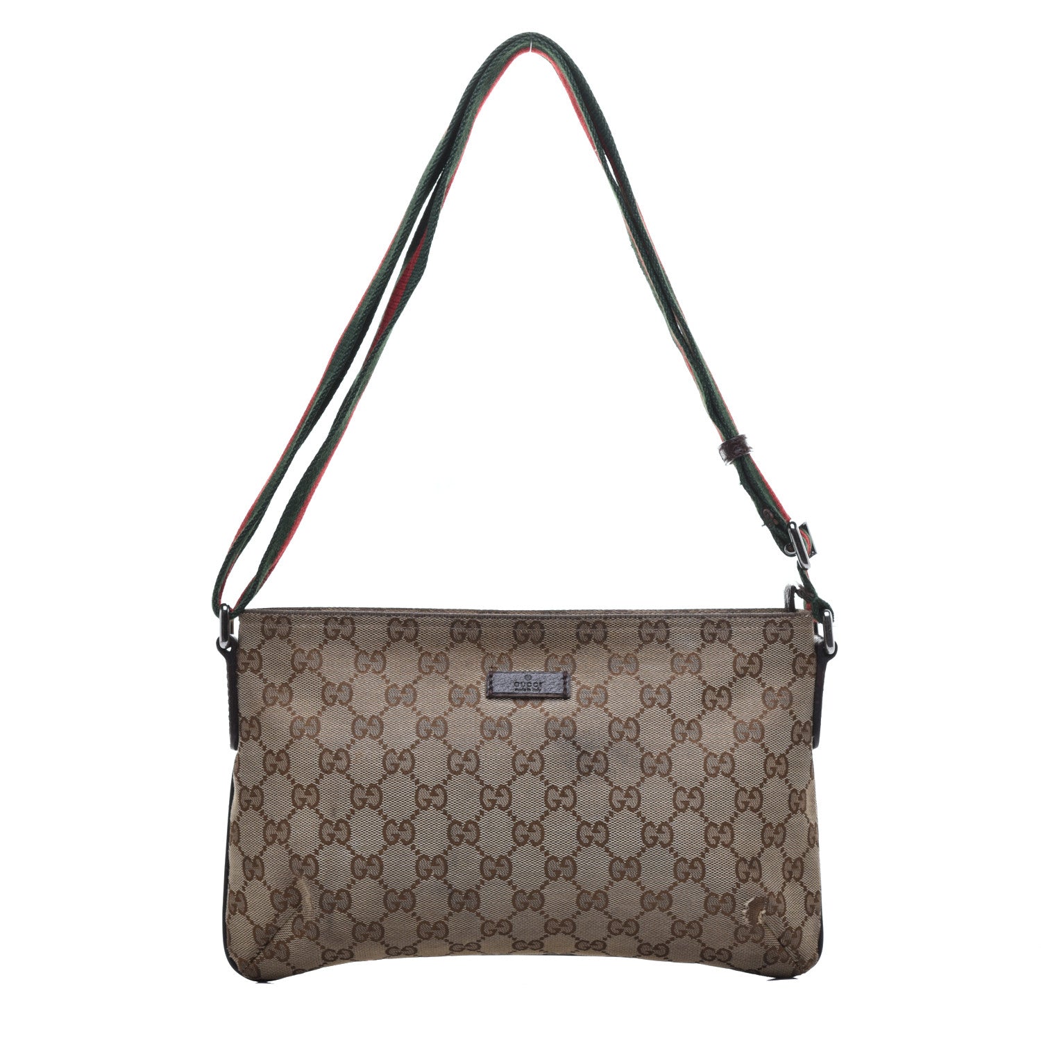 Gucci Monogram Web Small Flat Messenger Crossbody Dark Brown 1 of 10
