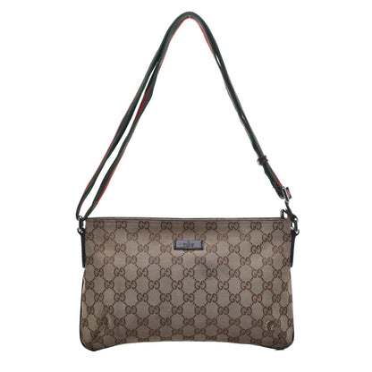 Gucci Monogram Web Small Flat Messenger Crossbody Dark Brown 1 of 10