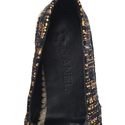 Chanel Metallic Tweed Grosgrain CC Espadrilles 40 Black Gold 6 of 10