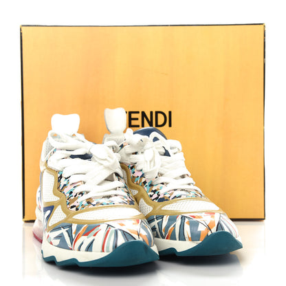 Fendi Mesh Vitello Granite Bird of Paradise FFast Patchwork Sneakers 37.5 White Multi Pavone Lollypop 11 of 11