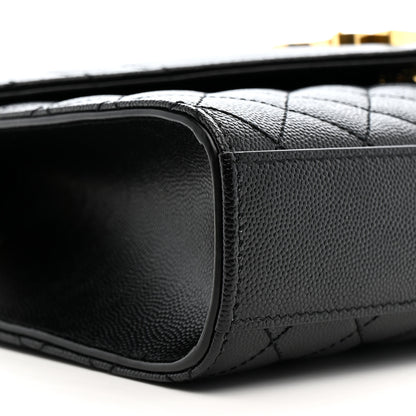 Saint Laurent Grain De Poudre Textured Mixed Matelasse Triquilt Medium Monogram Satchel Black 9 of 11