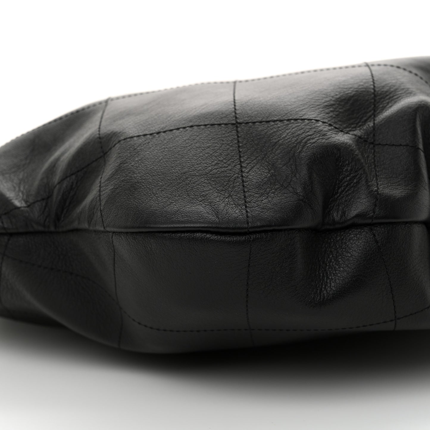 Calfskin Quilted Maxi Chain Hobo Black