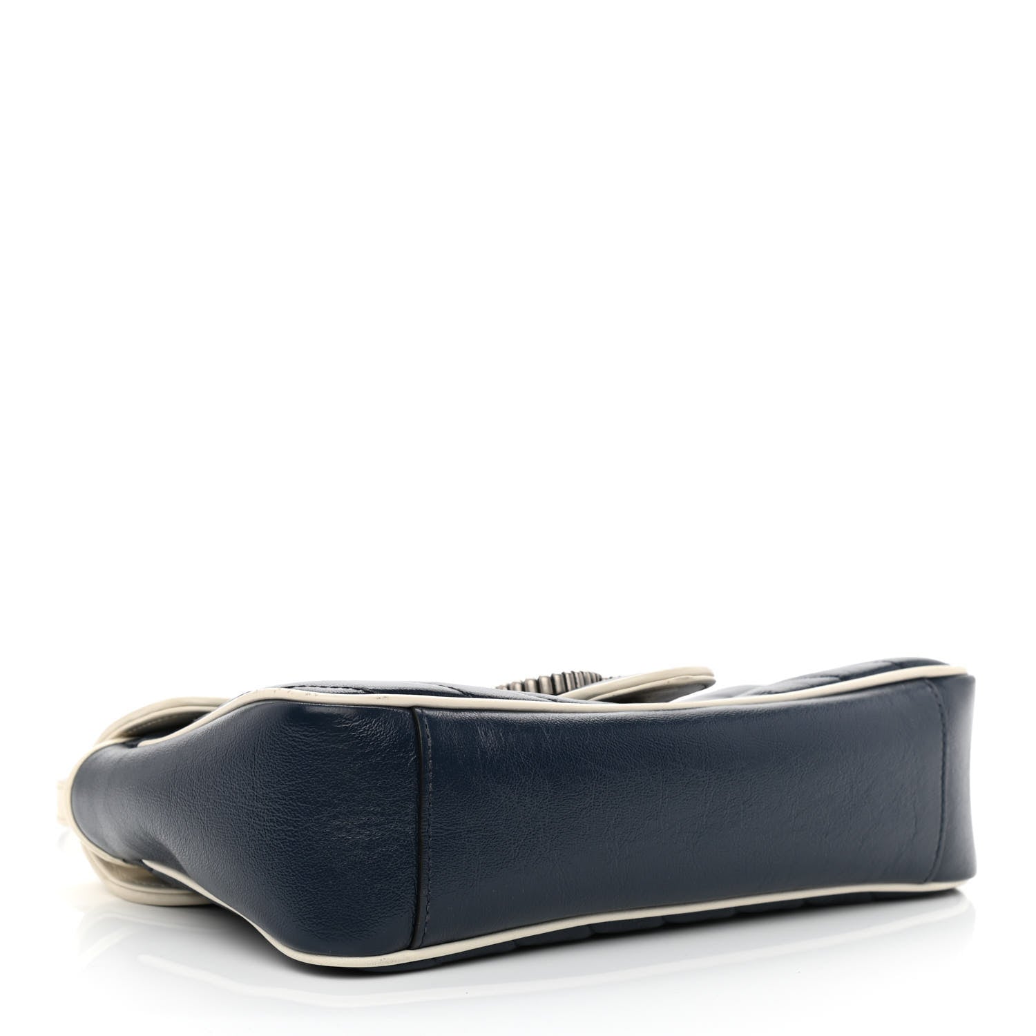 Gucci Vintage Effect Calfskin Matelasse Diagonal Small Torchon GG Marmont Shoulder Bag Blue Agata Mystic White 4 of 11