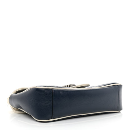 Gucci Vintage Effect Calfskin Matelasse Diagonal Small Torchon GG Marmont Shoulder Bag Blue Agata Mystic White 4 of 11