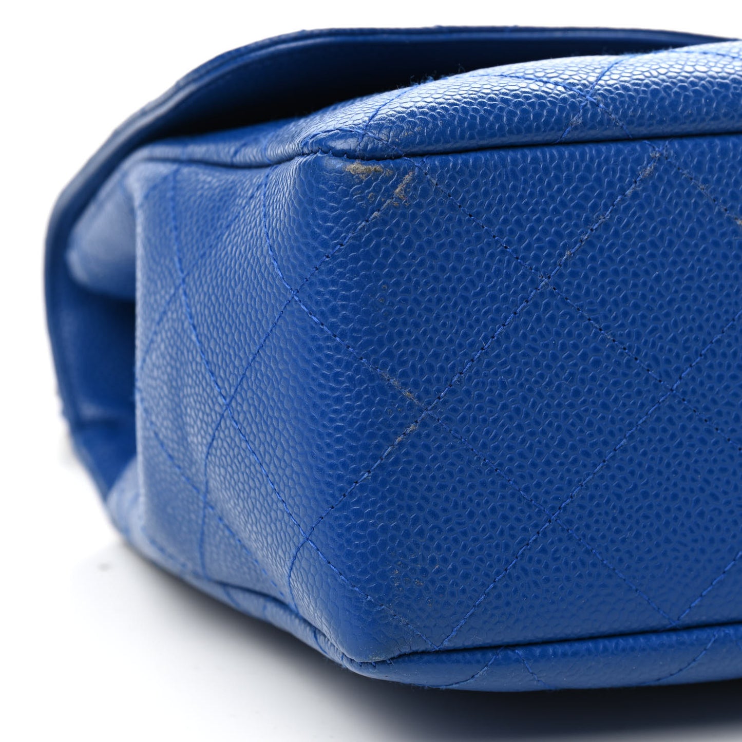 Caviar Quilted Jumbo Single Flap Blue
