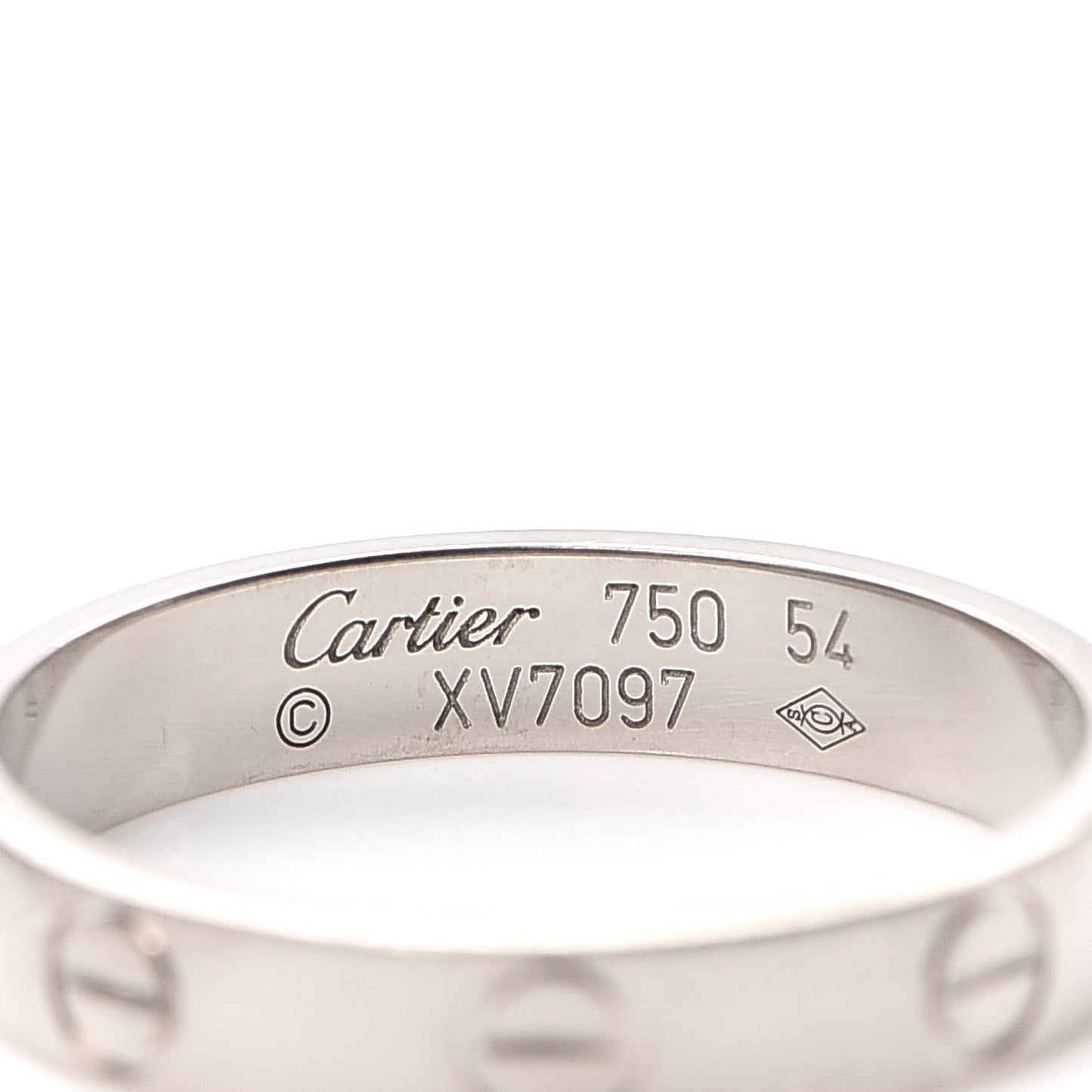 18K White Gold 3.5mm LOVE Wedding Band Ring 54 6.75