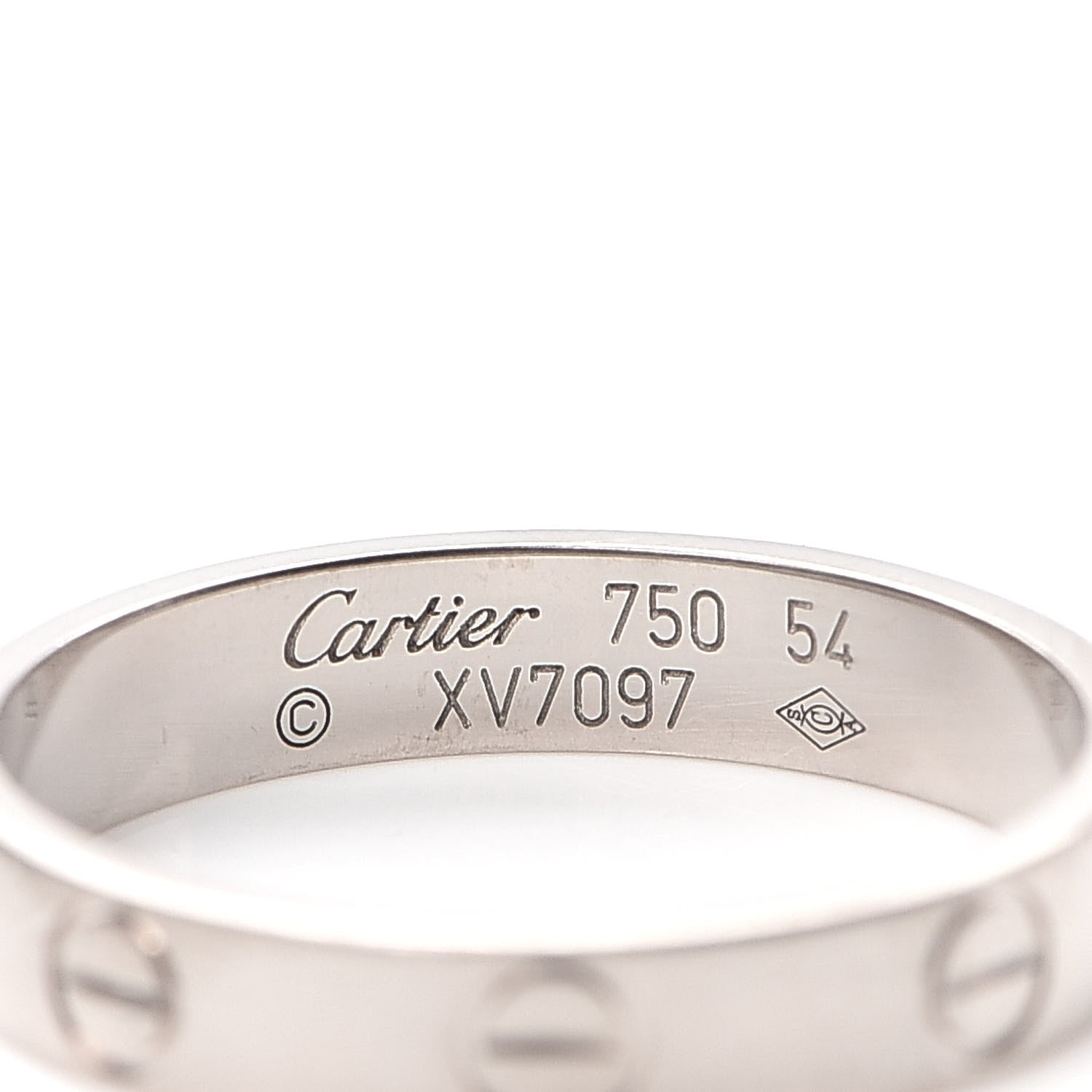 Cartier 18K White Gold 3.5mm LOVE Wedding Band Ring 54 6.75 3 of 4