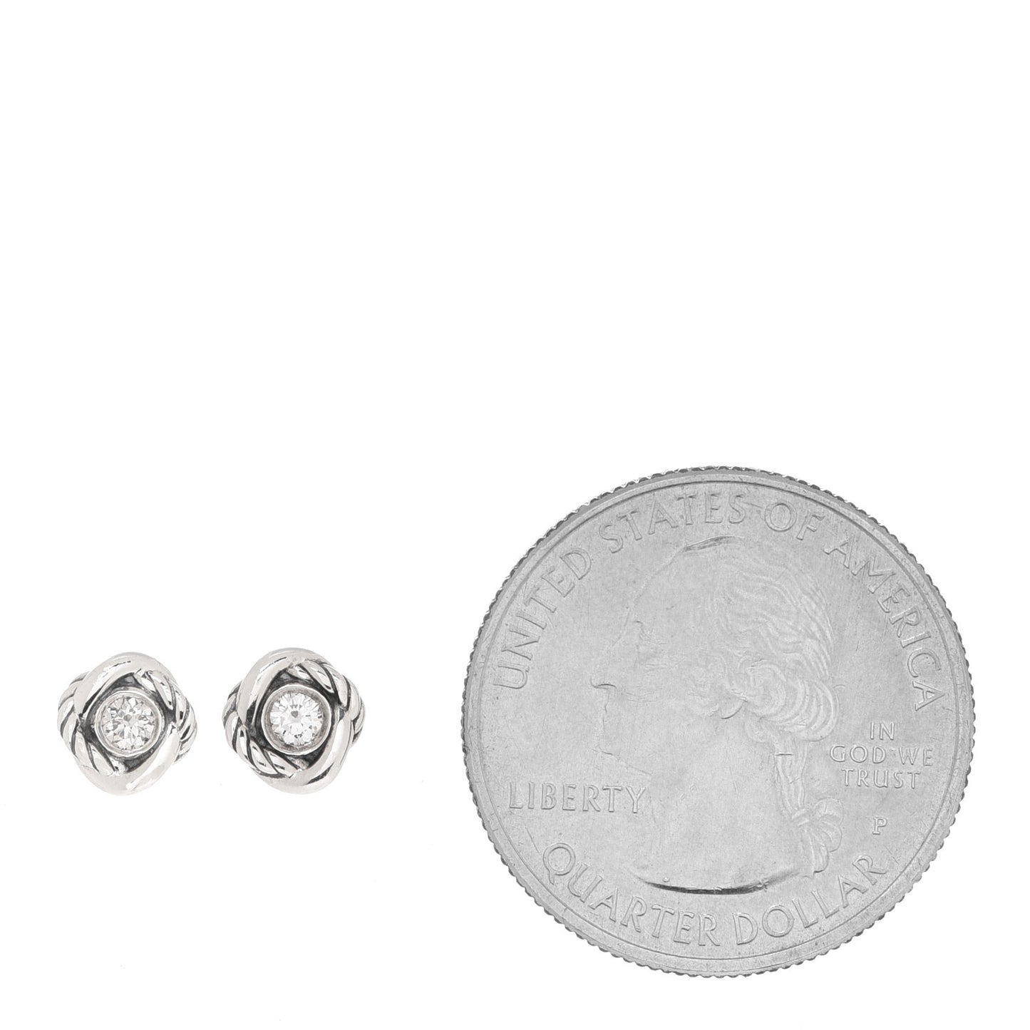 Sterling Silver Diamond 7mm Infinity Stud Earrings
