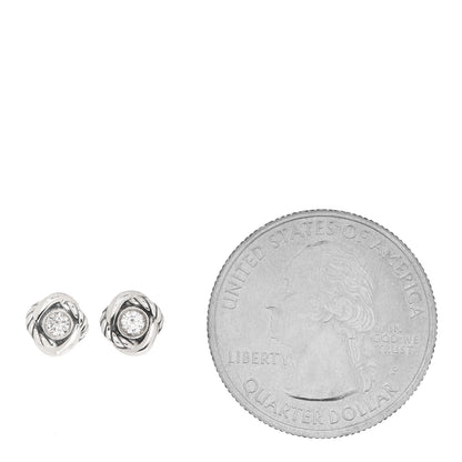 David Yurman Sterling Silver Diamond 7mm Infinity Stud Earrings 2 of 4