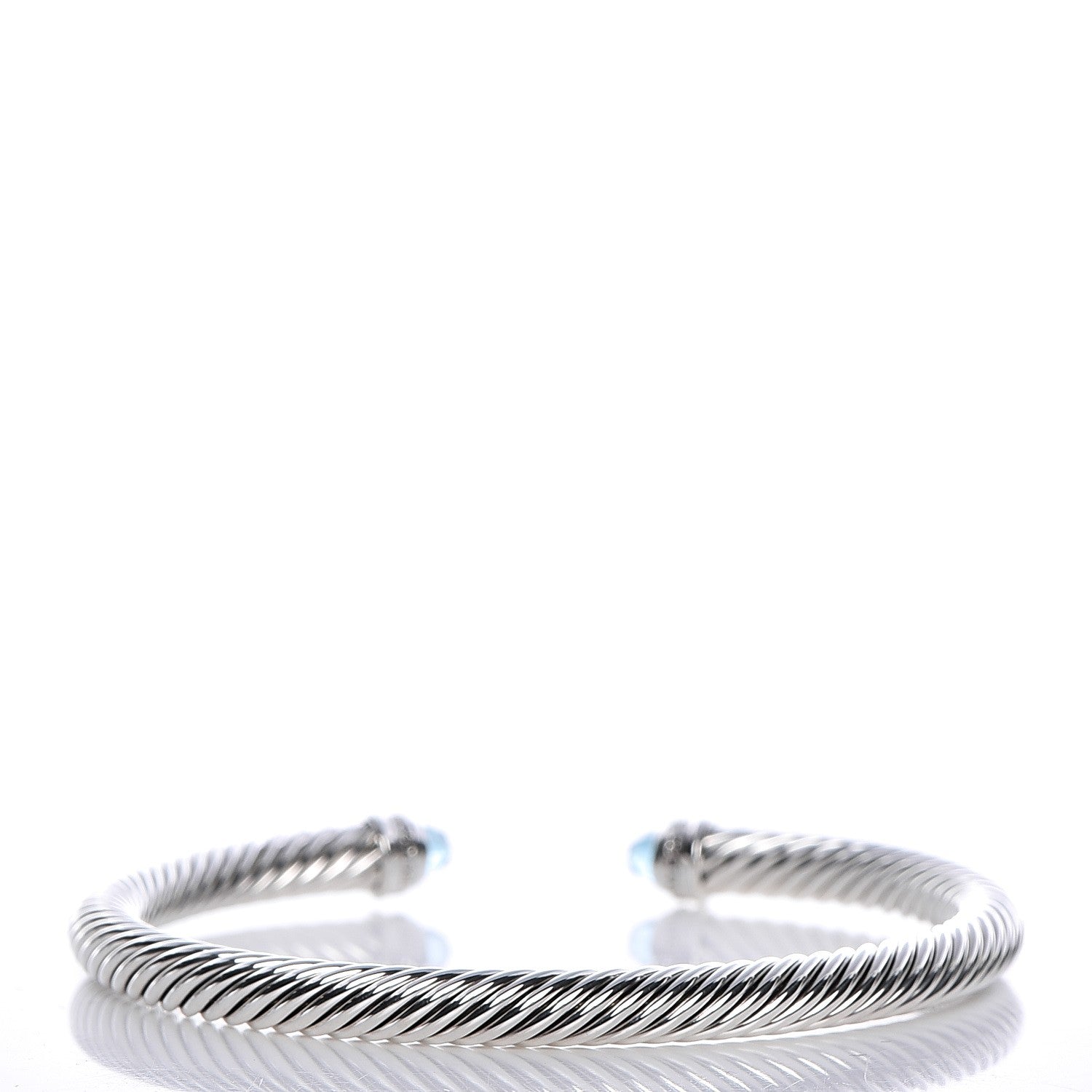 David Yurman Sterling Silver Diamond Blue Topaz 5mm Cable Classics Bracelet 3 of 6
