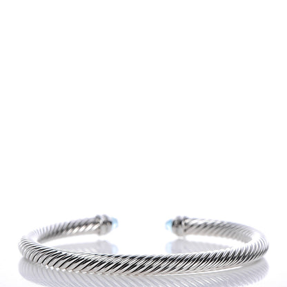David Yurman Sterling Silver Diamond Blue Topaz 5mm Cable Classics Bracelet 3 of 6