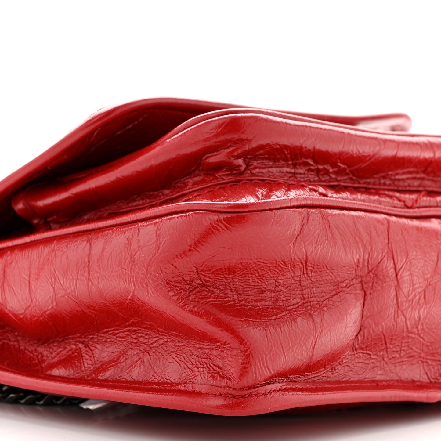 Crinkled Calfskin Matelasse Monogram Baby Niki Chain Satchel Rouge Eros
