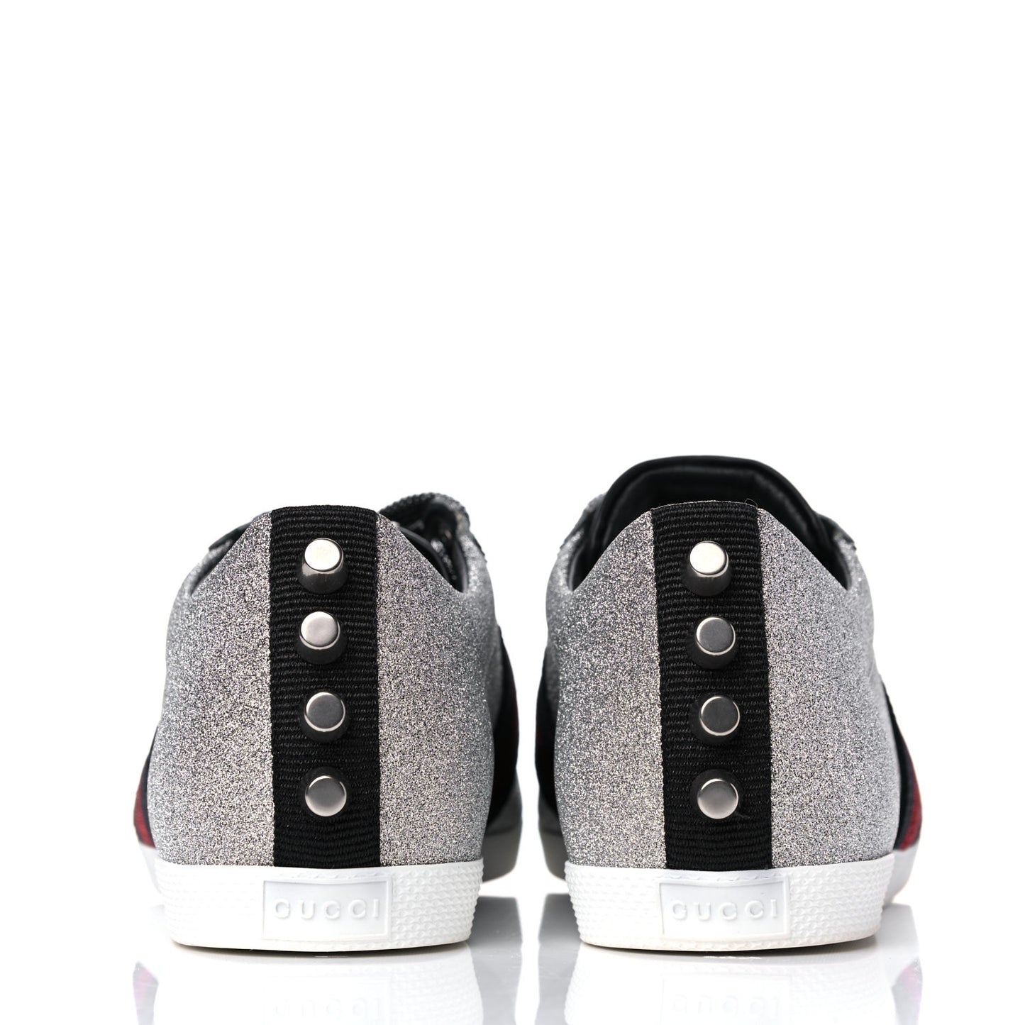 Glitter Fabric Studded Web Womens Sneakers 36.5 Silver