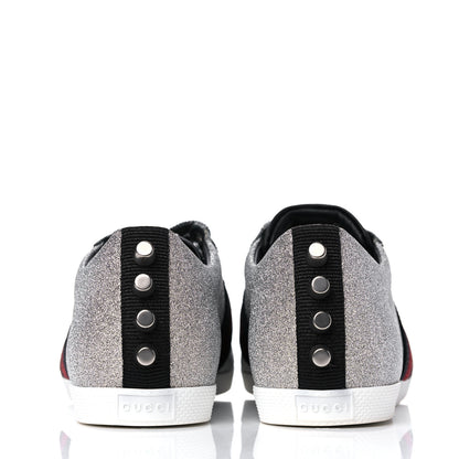 Gucci Glitter Fabric Studded Web Womens Sneakers 36.5 Silver 8 of 10