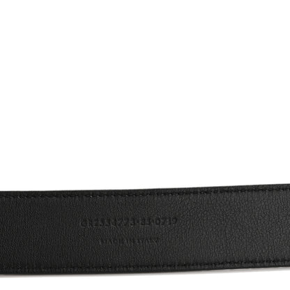 Saint Laurent Calfskin Crocodile Embossed Monogram Square Buckle Belt Black 6 of 7
