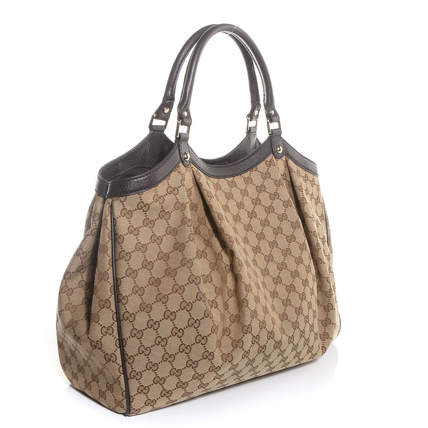 Monogram Dollar Calfskin Large Sukey Tote Beige Ebony Testa di Moro