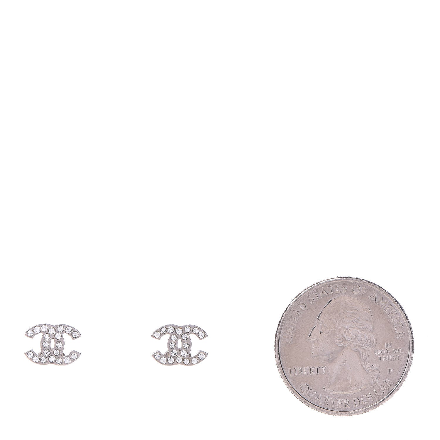 Chanel Crystal Mini Timeless CC Earrings Silver 2 of 4