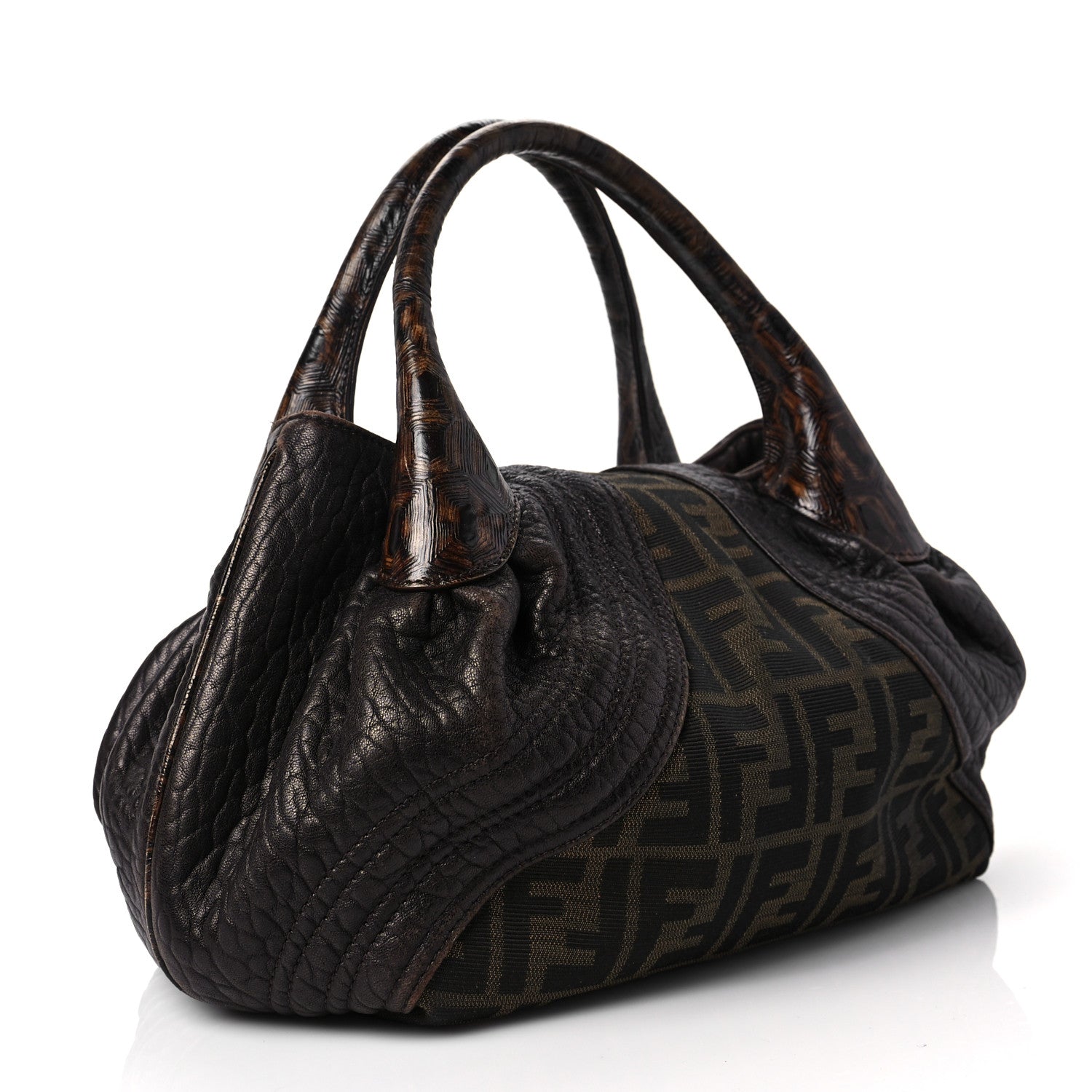 Fendi Zucca Nappa Nuvolata Vitello Tortuga Small Spy Tobacco Moro 3 of 7